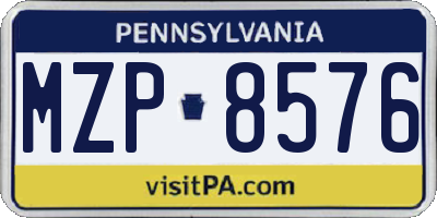 PA license plate MZP8576