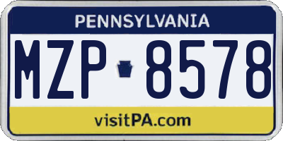 PA license plate MZP8578