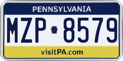 PA license plate MZP8579