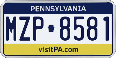PA license plate MZP8581