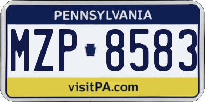 PA license plate MZP8583