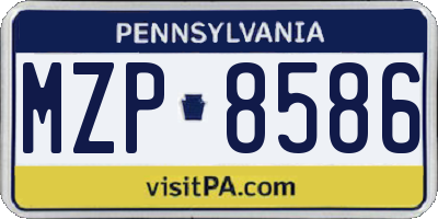 PA license plate MZP8586