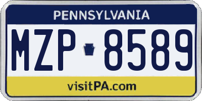 PA license plate MZP8589