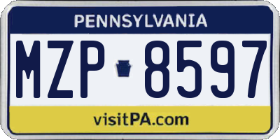 PA license plate MZP8597