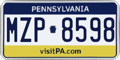 PA license plate MZP8598