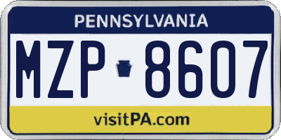 PA license plate MZP8607