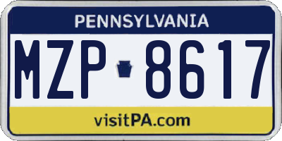 PA license plate MZP8617