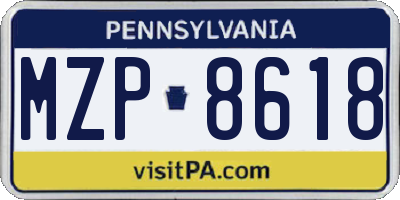 PA license plate MZP8618