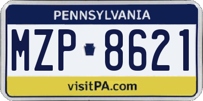 PA license plate MZP8621