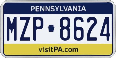 PA license plate MZP8624