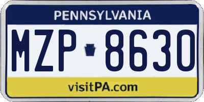 PA license plate MZP8630
