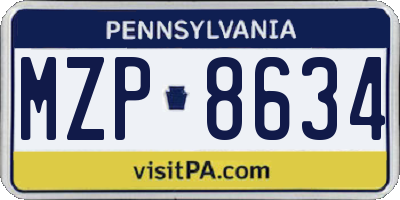 PA license plate MZP8634