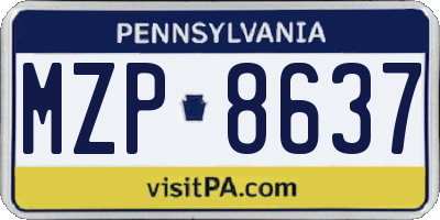 PA license plate MZP8637