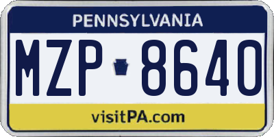 PA license plate MZP8640