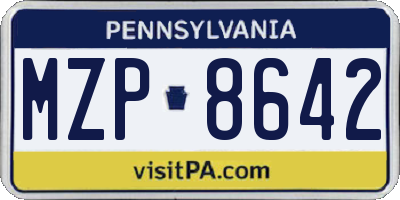 PA license plate MZP8642