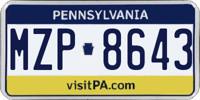 PA license plate MZP8643