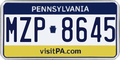 PA license plate MZP8645