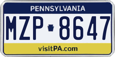 PA license plate MZP8647