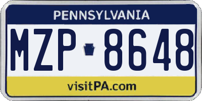 PA license plate MZP8648