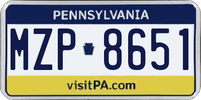 PA license plate MZP8651