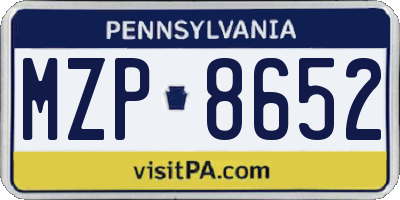 PA license plate MZP8652