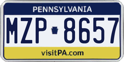 PA license plate MZP8657