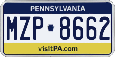 PA license plate MZP8662