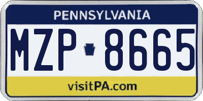 PA license plate MZP8665