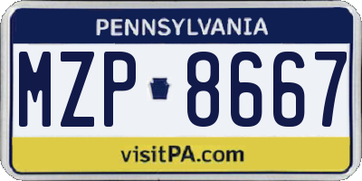 PA license plate MZP8667