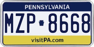 PA license plate MZP8668