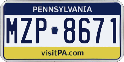 PA license plate MZP8671