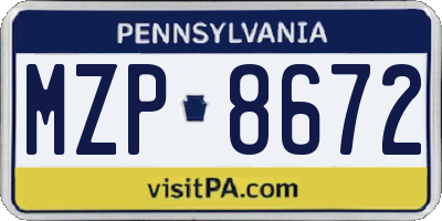 PA license plate MZP8672