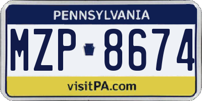 PA license plate MZP8674