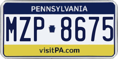 PA license plate MZP8675