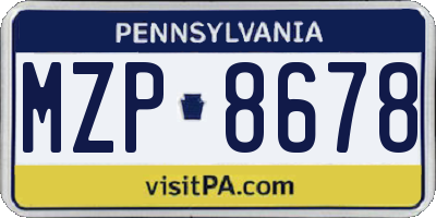PA license plate MZP8678