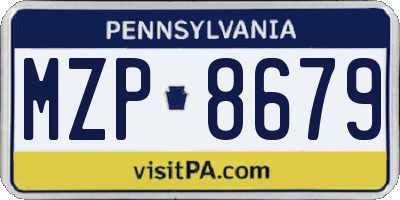 PA license plate MZP8679