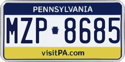 PA license plate MZP8685