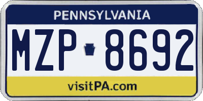 PA license plate MZP8692