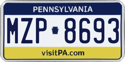 PA license plate MZP8693