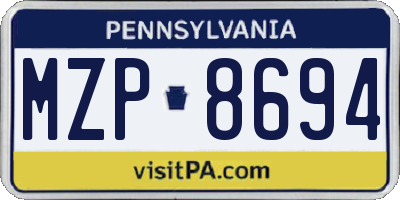 PA license plate MZP8694