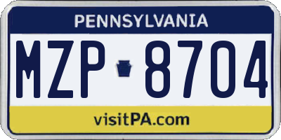 PA license plate MZP8704