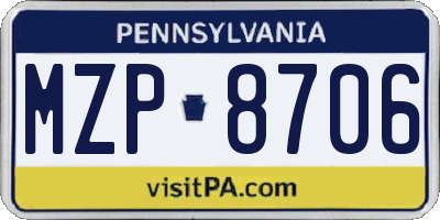 PA license plate MZP8706