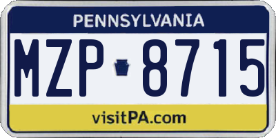 PA license plate MZP8715