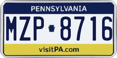 PA license plate MZP8716