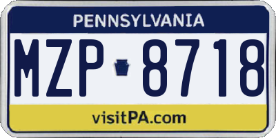 PA license plate MZP8718