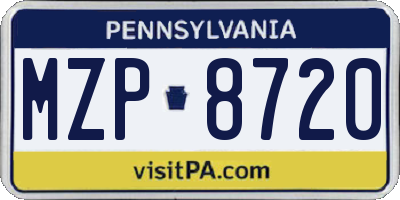 PA license plate MZP8720