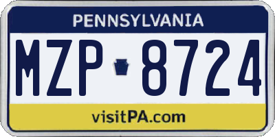 PA license plate MZP8724