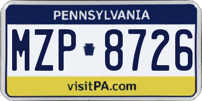 PA license plate MZP8726