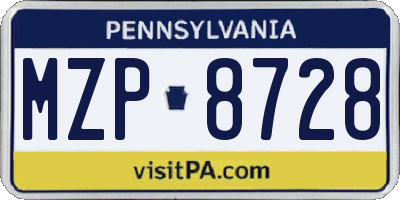 PA license plate MZP8728