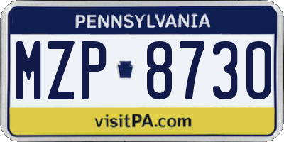 PA license plate MZP8730